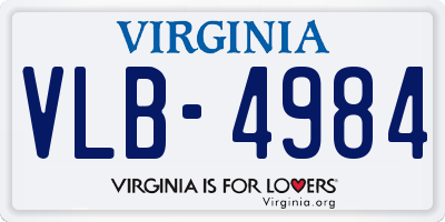 VA license plate VLB4984