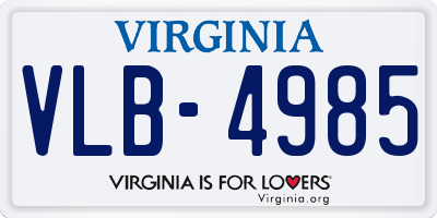 VA license plate VLB4985