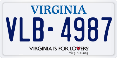 VA license plate VLB4987