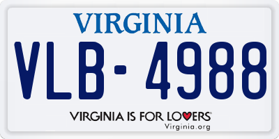 VA license plate VLB4988