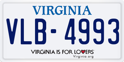 VA license plate VLB4993