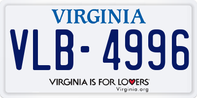 VA license plate VLB4996