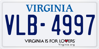VA license plate VLB4997