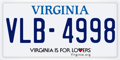 VA license plate VLB4998
