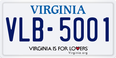 VA license plate VLB5001