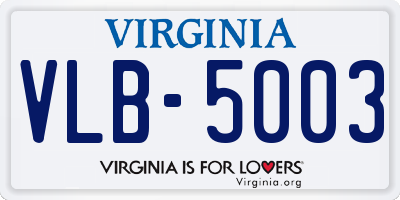 VA license plate VLB5003