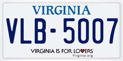 VA license plate VLB5007