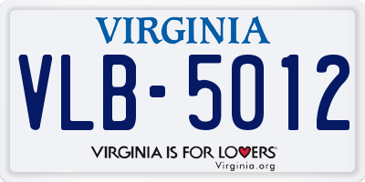 VA license plate VLB5012
