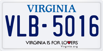 VA license plate VLB5016