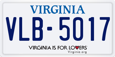 VA license plate VLB5017