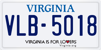 VA license plate VLB5018