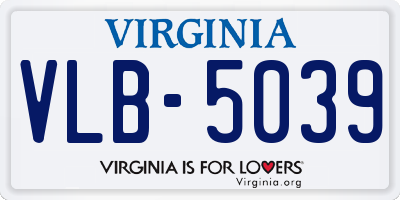 VA license plate VLB5039