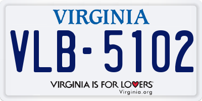 VA license plate VLB5102