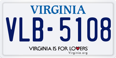 VA license plate VLB5108