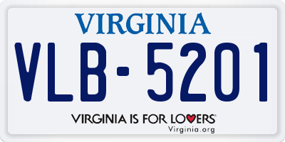 VA license plate VLB5201