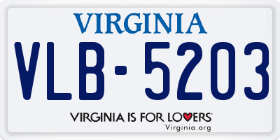 VA license plate VLB5203