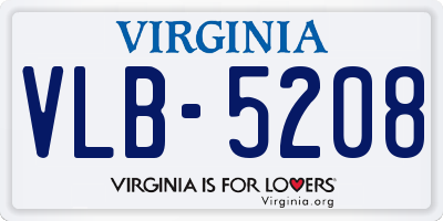 VA license plate VLB5208