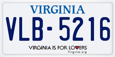 VA license plate VLB5216
