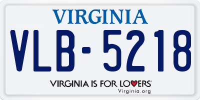 VA license plate VLB5218
