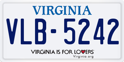 VA license plate VLB5242