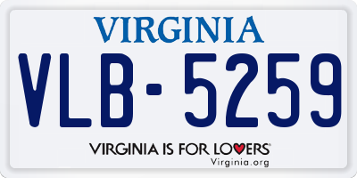 VA license plate VLB5259
