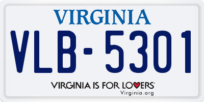 VA license plate VLB5301