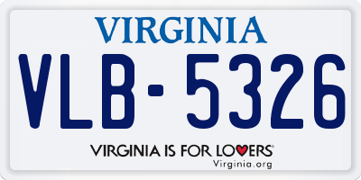 VA license plate VLB5326