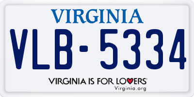 VA license plate VLB5334