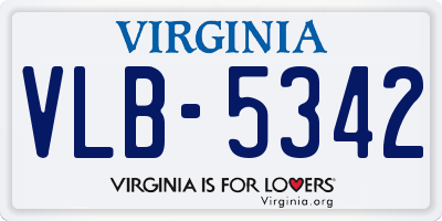 VA license plate VLB5342