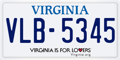 VA license plate VLB5345