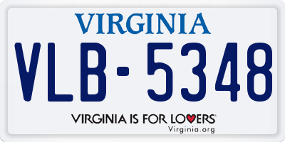VA license plate VLB5348