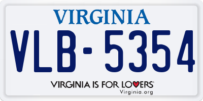VA license plate VLB5354
