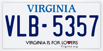 VA license plate VLB5357