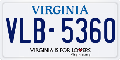 VA license plate VLB5360