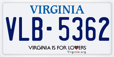 VA license plate VLB5362