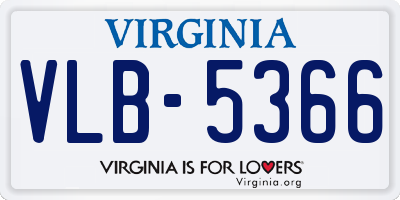 VA license plate VLB5366