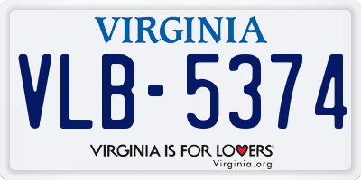 VA license plate VLB5374