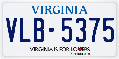 VA license plate VLB5375