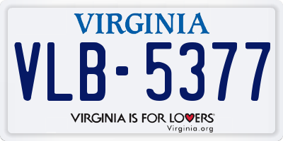 VA license plate VLB5377