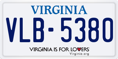 VA license plate VLB5380