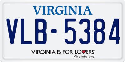 VA license plate VLB5384