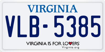 VA license plate VLB5385