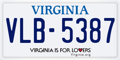 VA license plate VLB5387