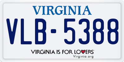 VA license plate VLB5388