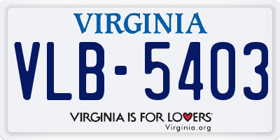 VA license plate VLB5403