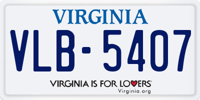 VA license plate VLB5407