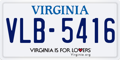 VA license plate VLB5416