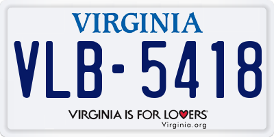 VA license plate VLB5418