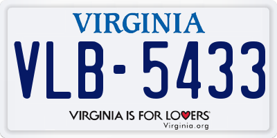 VA license plate VLB5433