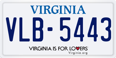 VA license plate VLB5443